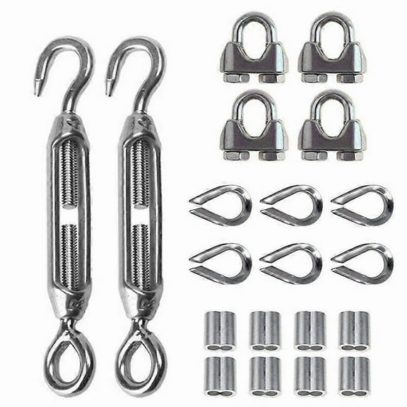 20Pcs Heavy Duty Wire Rope Tension Kits Turnbuckle 1/8 Inch Wire Rope Cable Clip/Clamp Thimble Wire