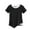 Black, variant on Women Graphic Oversized Ripped Boxy Tee Shirt Distressed Short Sleeve Crop Top