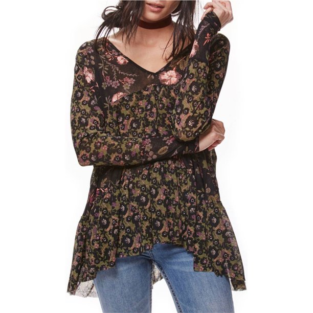 Free People Isabella Túnica Blusa para Mujer, Negro, Mediano