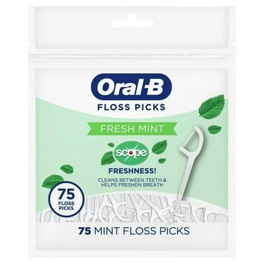 Oral-B Burst of Scope Dental Floss Picks, Fresh Mint, 75 Ct