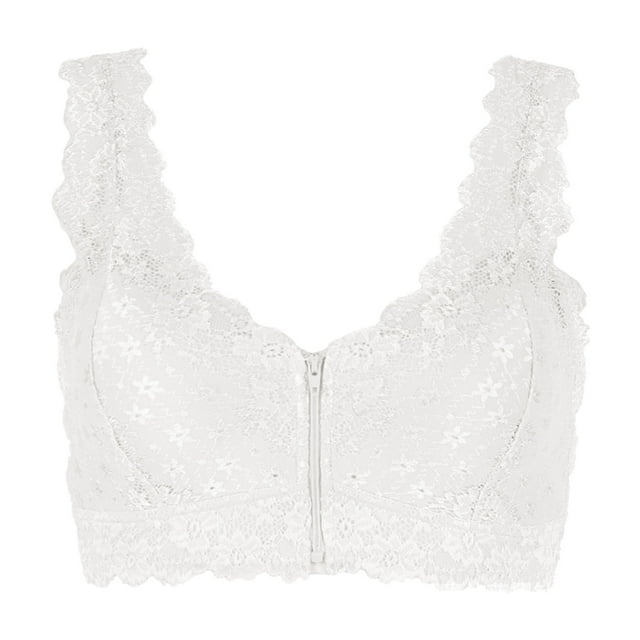 Women's Comfortable And Sexy Large Lace Lace Strap With Strap Deep V Front Zipper Bra