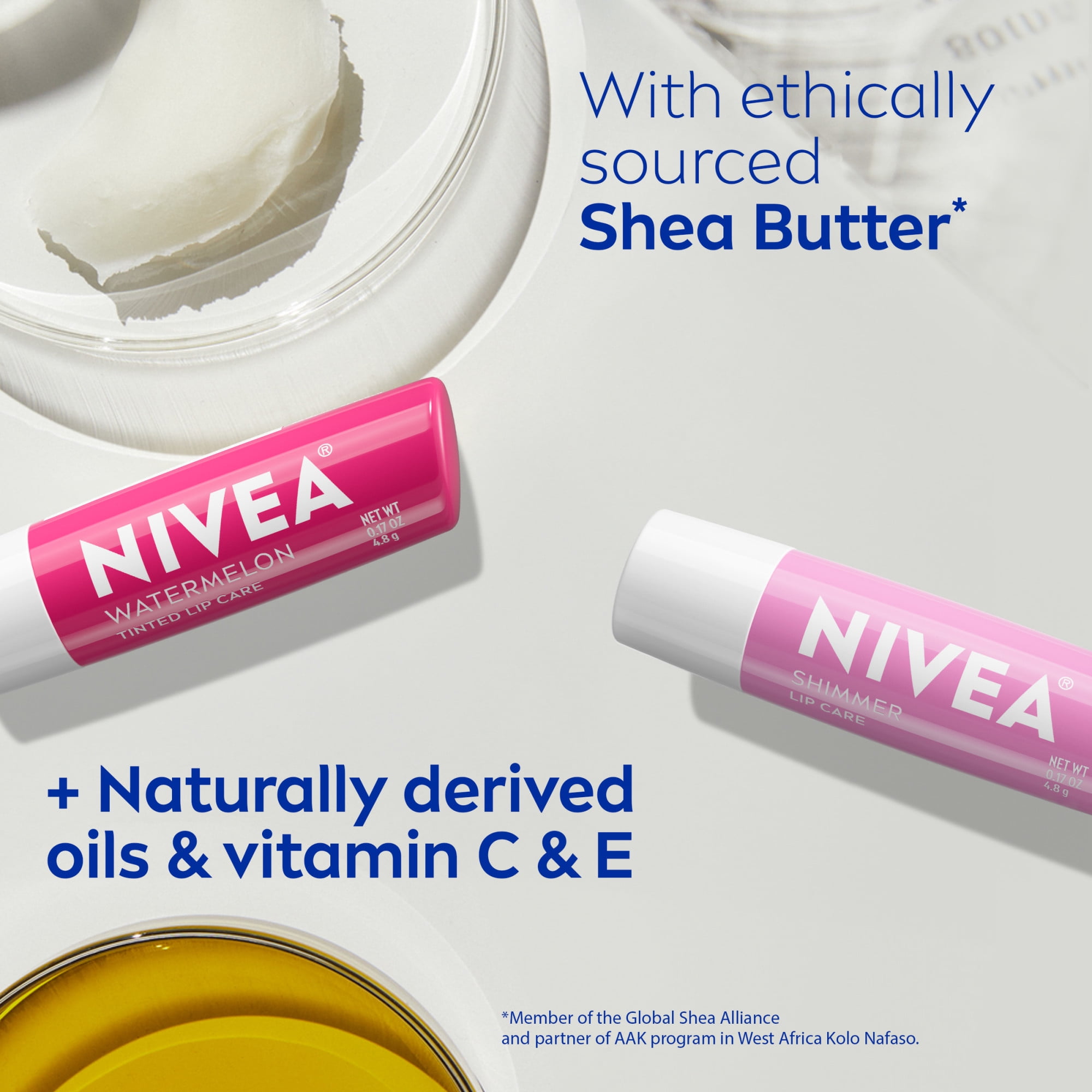 NIVEA Pearly and Pink Lip Care, Tinted Lip Balm Set, 0.17 oz Stick, Multi Pack of 2
