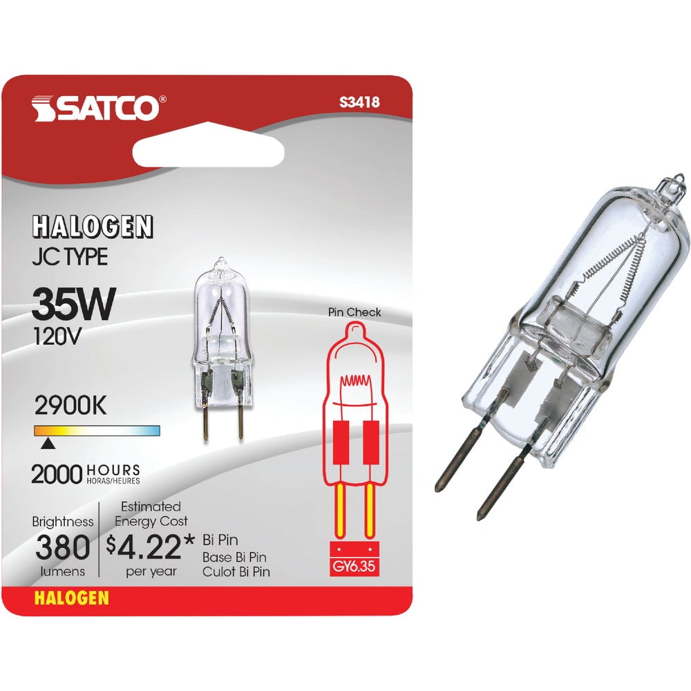 1PACK Satco 35W 120V Clear BiPin GY6.35 Base T4 Halogen Special