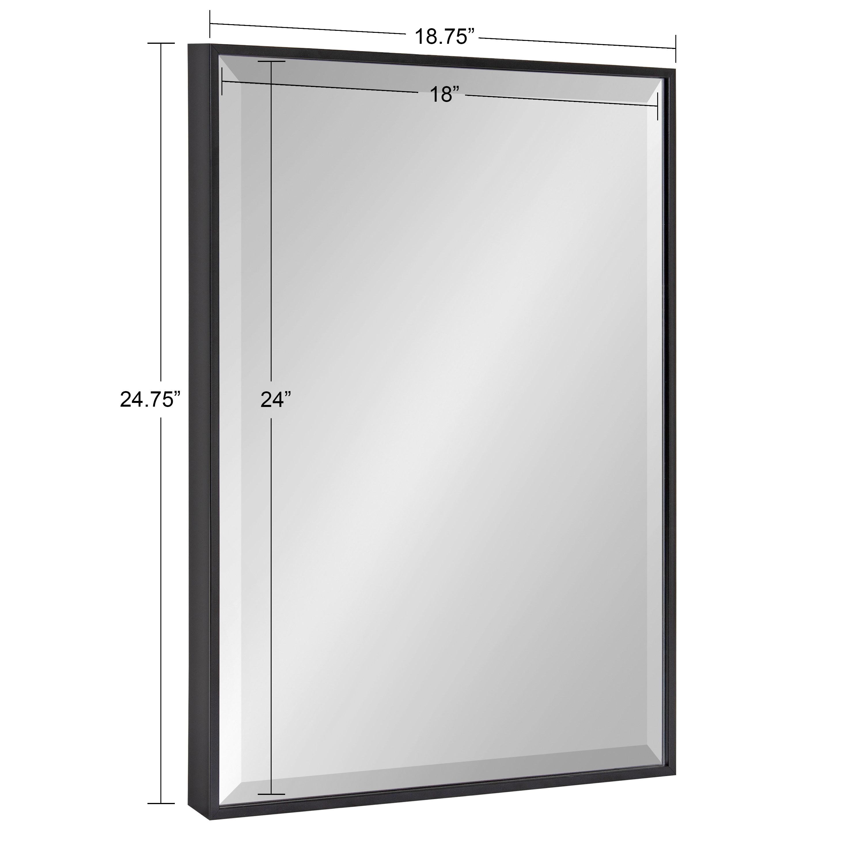 Kate And Laurel Rhodes Modern Decorative Rectangle Wall Mirror, 18.75" x 24.75", Black, Contemporary Wall Decor