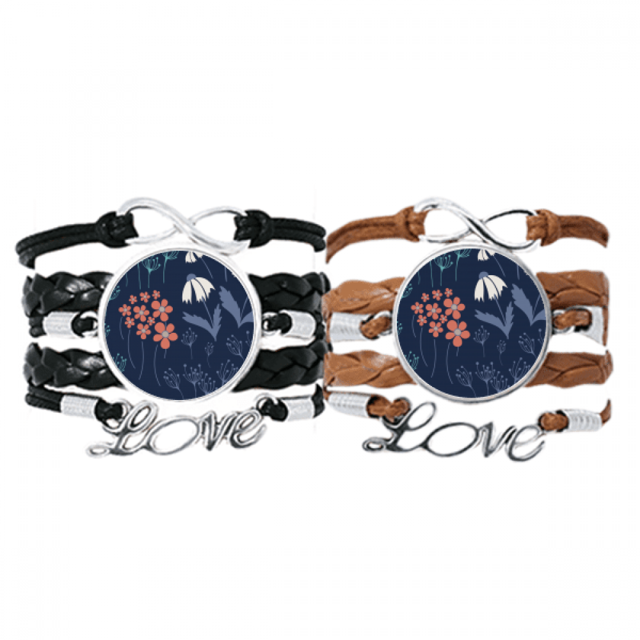 Flor azul planta de pintura en polvo Pulsera pareja de cuerdas de cuero Unbranded M