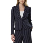 Tahari Asl Petite Pinstriped One Button Blazer Navy White 0P