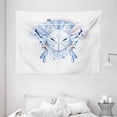 thumbnail image 1 of Kabuki Mask Decoration Tapestry, Fox Mask Kitsune Japan Culture Triangle Sakura Flowers, Wall Hanging for Bedroom Living Room Dorm Decor, 80W X 60L Inches, Light Blue White Beige, by Ambesonne, 1 of 2