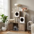 thumbnail image 5 of Modern Cat Tree Tower with Hidden Litter Box Enclosure, Multi-Level Wooden Cat Furniture – Sisal Scratching Posts, Soft Perch, Condo – Stylish Catnip Toy for Indoor Cats, 5 of 5