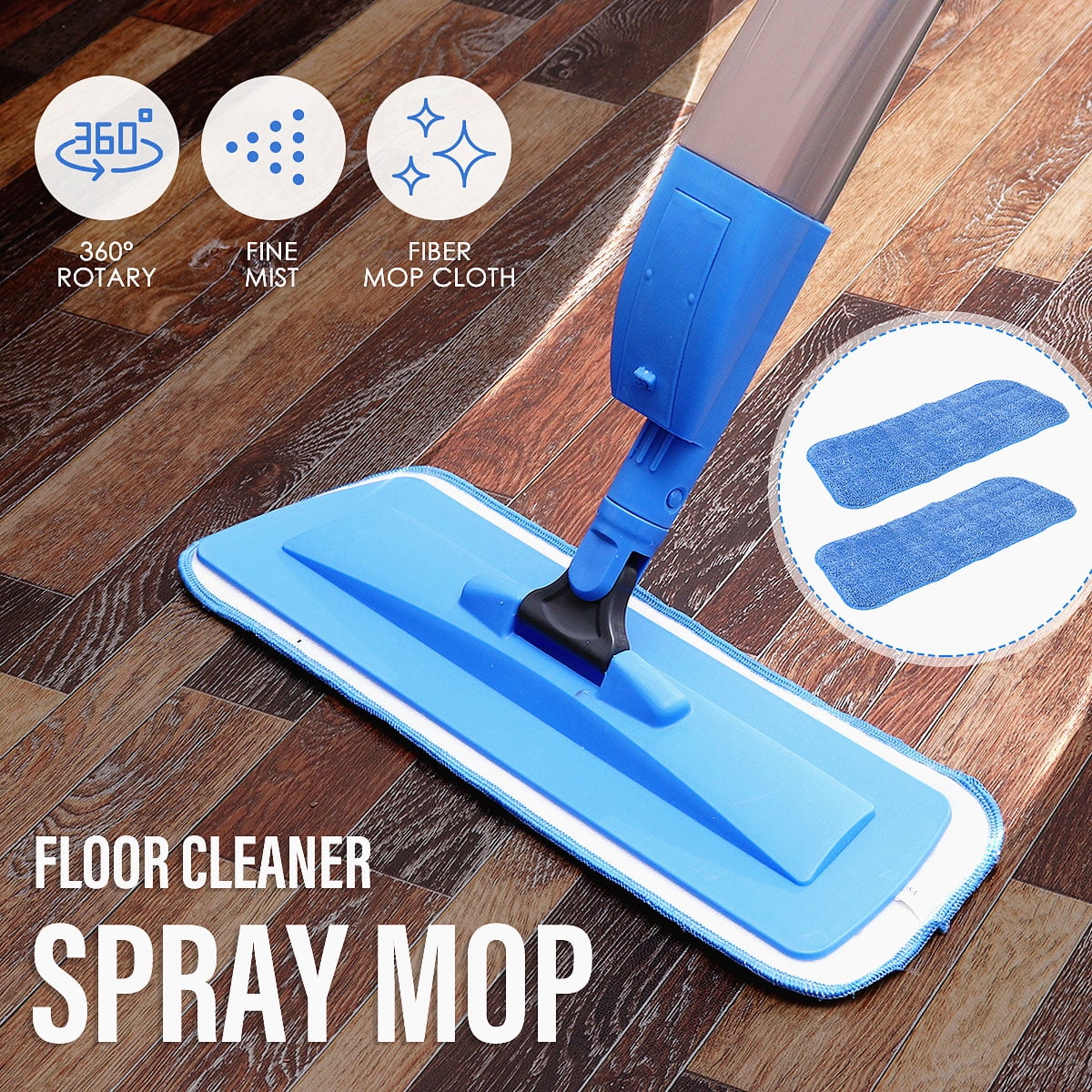Blue 360° Rotary Spray Mop Water Spraying Mop Floor Cleaner Tiles