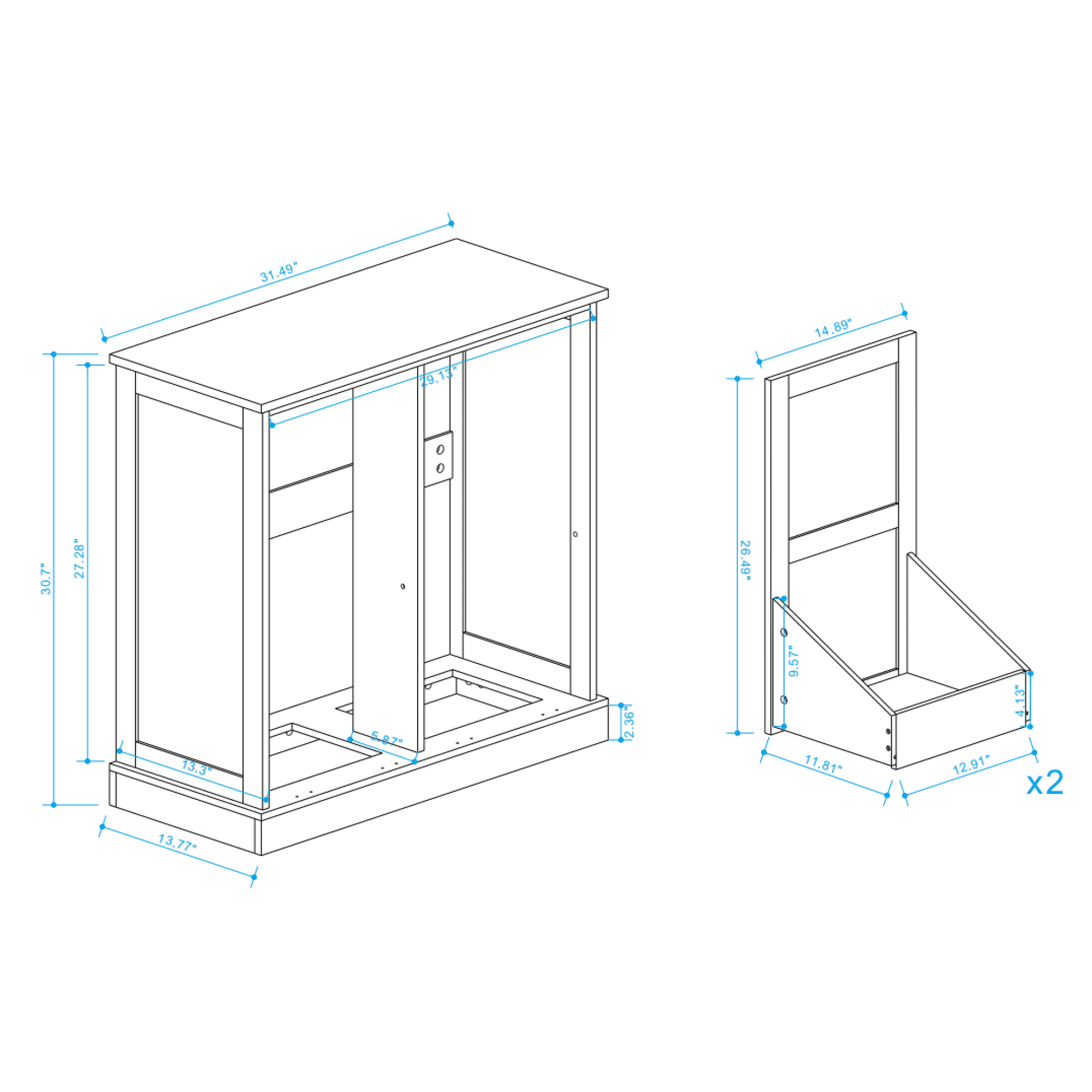 Leumius Tilt-Out Laundry Hamper Cabinet,Freestanding Laundry Sorter Cabinet with 2 Compartment,White