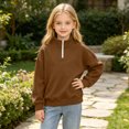 thumbnail image 5 of StSilkitty Sweatshirts for Boys Girls Quarter Zip Long Sleeve Mock Neck Pullover Tops Fall Winter Warm Clothes, 5 of 9