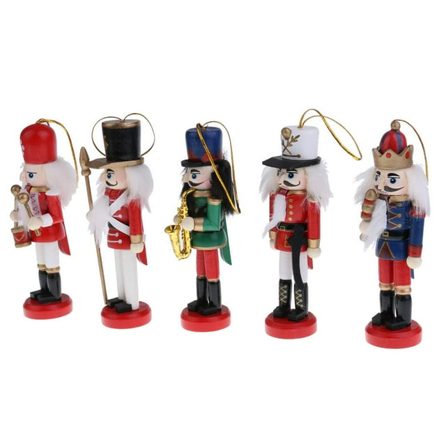 Modelo Marioneta Marioneta Estatuilla Decoración Adorno de Navidad Real Árbol de Navidad Banda 5pcs CUTICAT Muñecas de cascanueces de madera