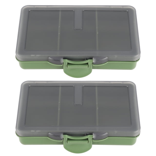 Carp Fishing Tackle Box, Mini Storage Box Sturdy Green 105x70x25 Mm For Fishing 3 Compartments