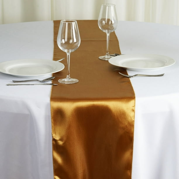BalsaCircle 12" x 108" Satin Table Top Runner Wedding Linens Gold