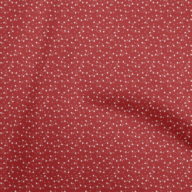 oneOone Viscose Jersey Red Fabric Star & Baubles Craft Projects Decor Fabric Printed By The Yard 60 Inch Wide