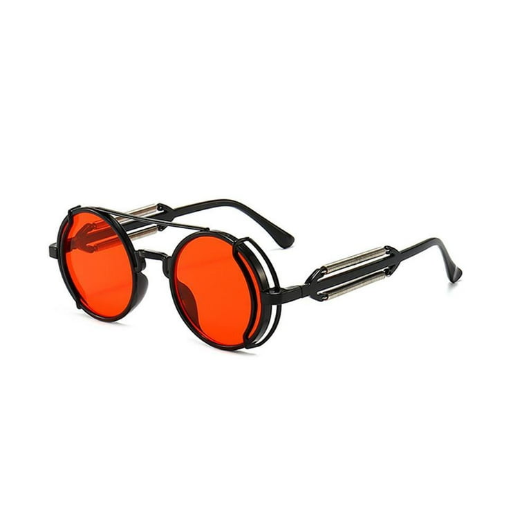 Retro Steampunk Sunglasses for Women Men Unisex Round Metal Frame Circle  Lens Sun Glasses Summer Outdoor Beach Eyewear E8U0