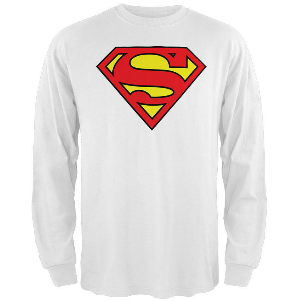 Superman - Superman - Shield Logo White Long Sleeve T-Shirt - Small ...