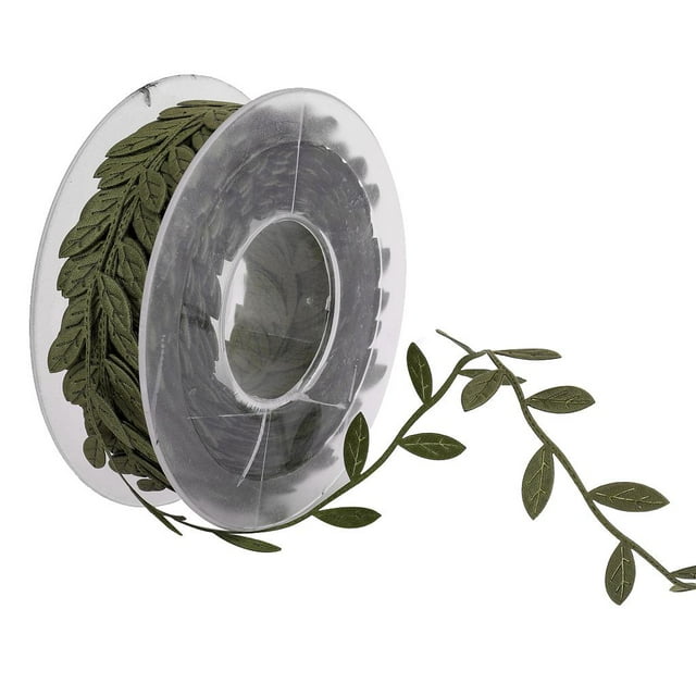 jifeng 15 M / Roll Leaf Leaves Satin Ribbon for DIY Crafts Decoration - , as Dark Green