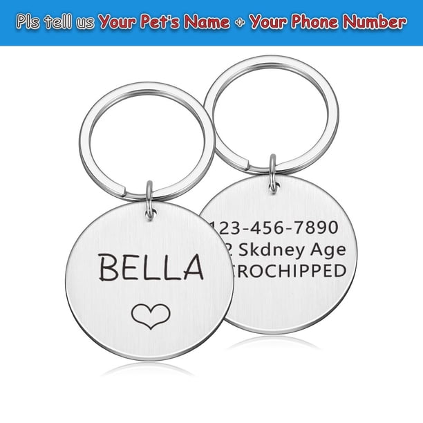 Etiqueta de perro personalizada, etiqueta de identificación de mascota, etiquetas de nombre, etiquetas de cachorro de gato personalizadas gratis, Collar de acero inoxidable, accesorios para mascotas, triangulación de envíos Tan Jianjun unisex