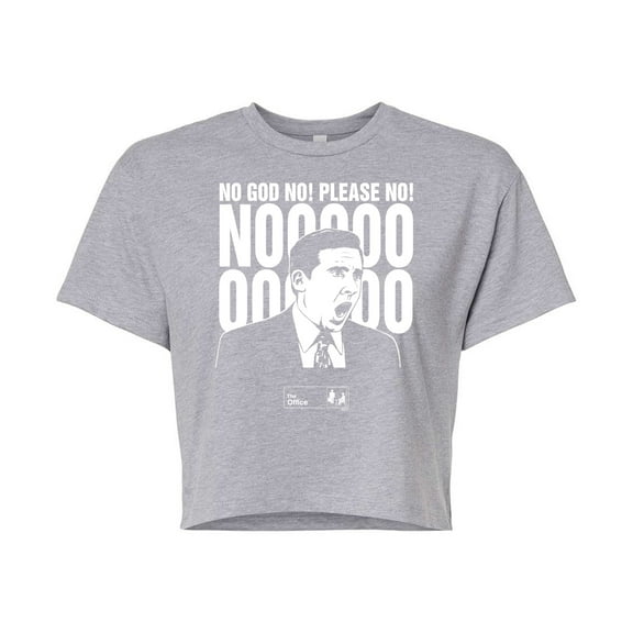 The Office - No God Please No - Juniors Cropped Cotton Blend T-Shirt
