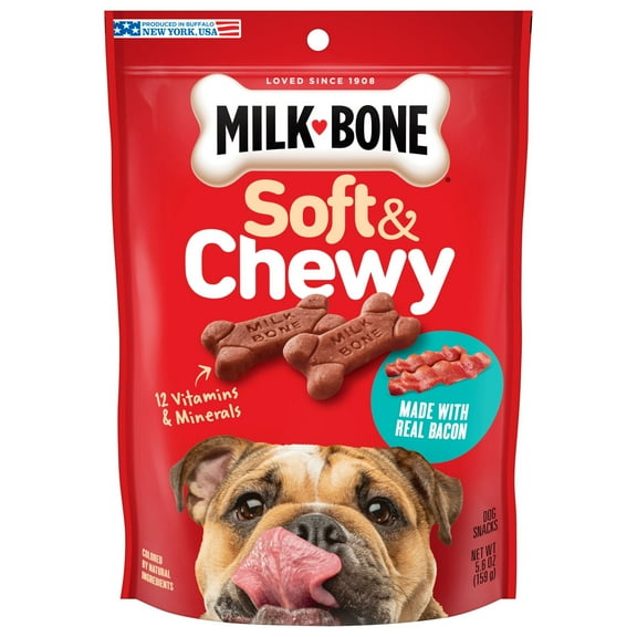 Milk Bone Soft & Chewy Dog Treats Made With Real Bacon, 5.6 oz Bag