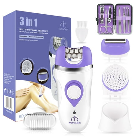 - Epilator for women , Morpilot 3-in-1 Electric Rechargeable Cordless Wet & Dry Hair Removal Shaver Facial Clean Brush+3 extras