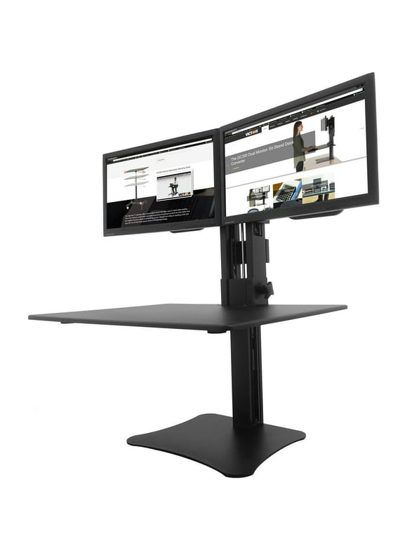 Victor Technology DC350 High Rise Collection Dual Monitor Sit-Stand Desk Converter 28 x 23 x 15.5 Blk