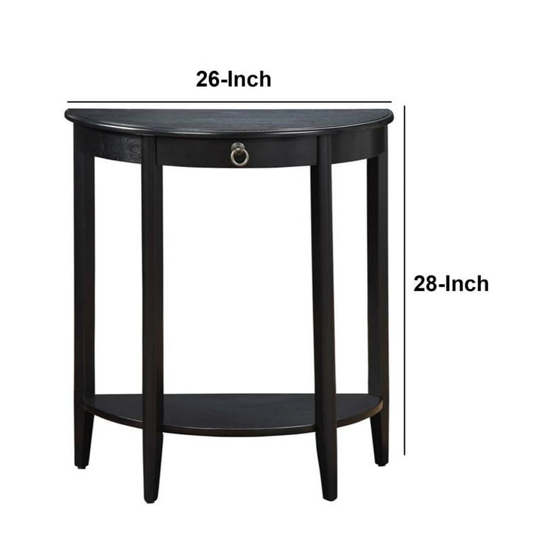 Benzara Wooden Half Moon Shaped Console Table With One Storage Drawer Black Com Benzara Wooden Half Moon Shaped Console, What Is A Half Moon Table Called