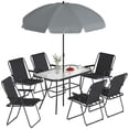 thumbnail image 1 of Outsunny Ensemble de 8 Pcs Table et Chaises de Patio avec Parasol pour Jardin, Noir, 1 of 10
