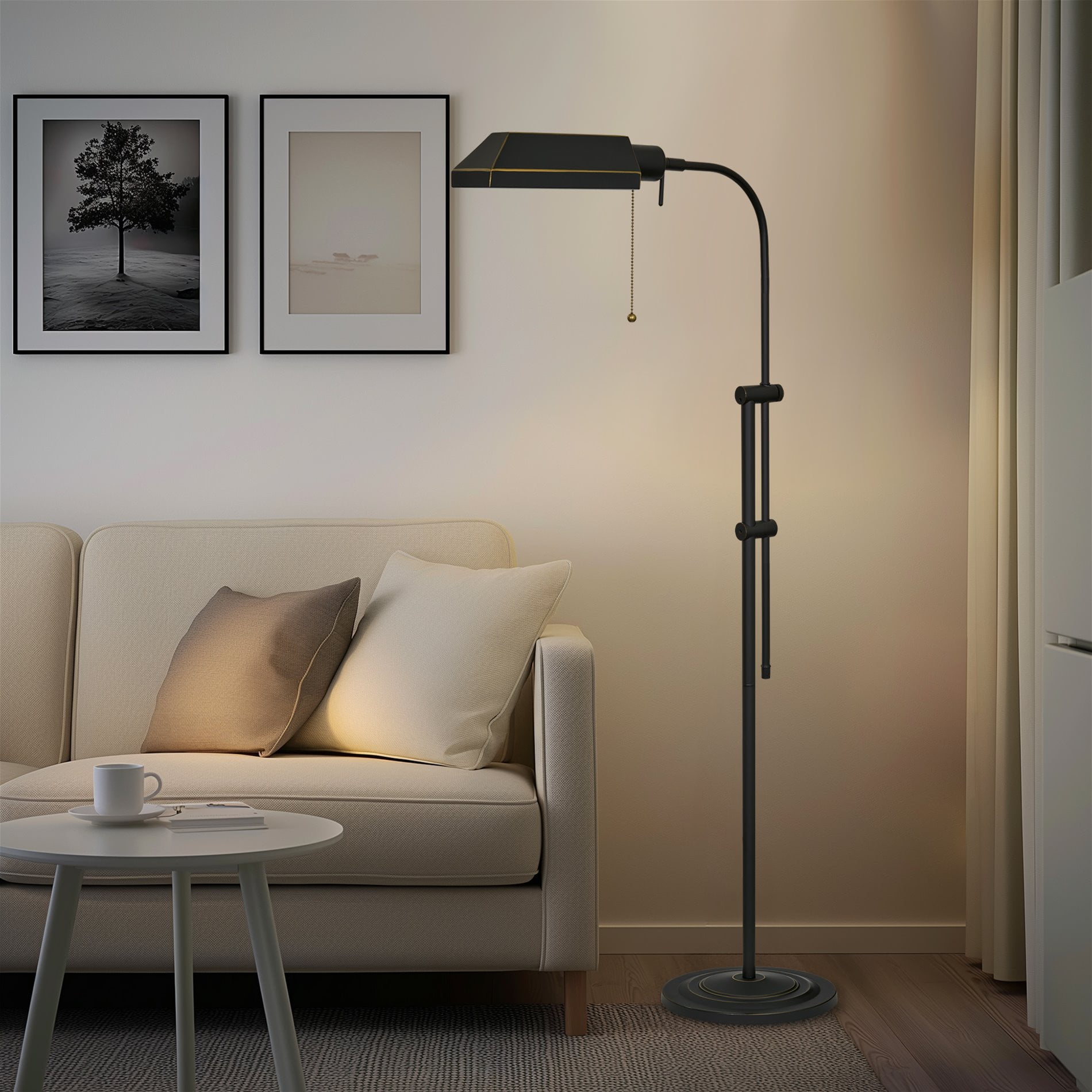 Kira Home Prescott 58" Adjustable Standing Pharmacy Floor Lamp, Includes 6W LED Bulb, Pivot Head for Hobby/Precise Task