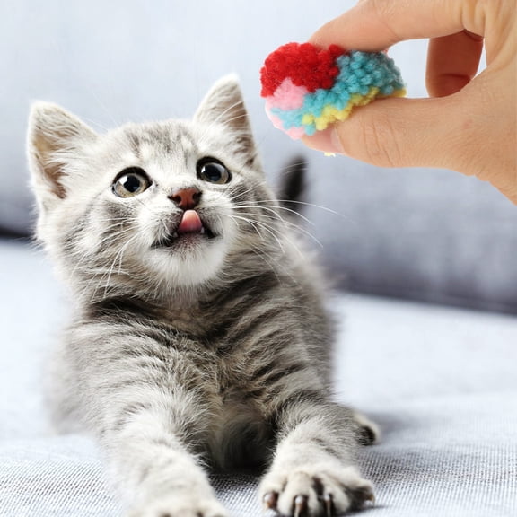 ETEREAUTY 15Pcs Plush Cat Balls Creative Soft Pom Pom Balls for Cat Entertainment