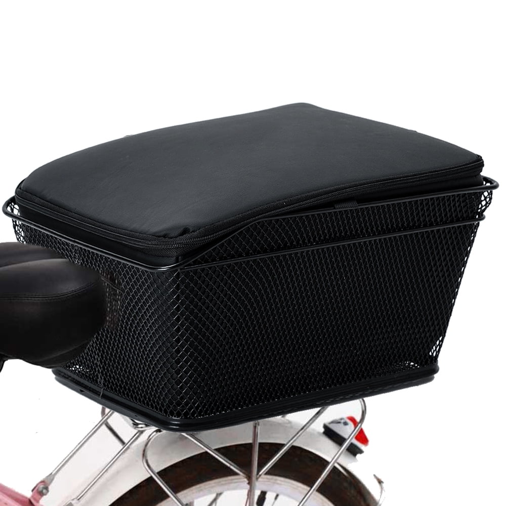 Lixada Rear Bike Basket Large Capacity Metal Wire Bicycle Basket Waterproof Rainproof Cover Bag 