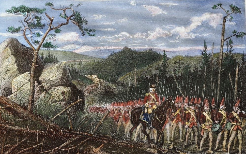 General Braddock'S March /Nto Fort Duquesne In 1755. Line Engraving
