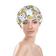 thumbnail image 2 of Cute Banana Love Shower Cap, Reusable Bath Hair Hat for all Hair Lengths Hair Cover with Elastic Band Double Waterproof Layers Bathing Hat, 2 of 5