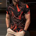 thumbnail image 2 of FUZHIQ Men's Polo Shirts Short Sleeve Gradient Print Rhinestone Detail Casual Golf Polo Breathable Quick Dry Party Daily Wear Fashion Collared Shirt,M, 2 of 5