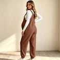 thumbnail image 6 of Women's Maternity Corduroy Sleeveless Overalls Fall Adjustable Strap Cuffed Ankle Fashion Casual Pregnancy Jumpsuit S-XXL, 6 of 7