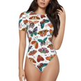 thumbnail image 2 of Picia Colorful Butterfly Womens One Piece Swimsuits Modest Tummy Control Bathing Suits Lace Up Slimming Swim Suit-Medium, 2 of 9