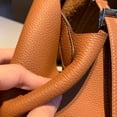 thumbnail image 2 of new color matching vegetable basket bag genuine leather bucket bag litchi pattern first layer cowhide simple all-match portable women‘s bag, 2 of 6