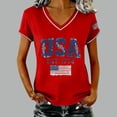thumbnail image 2 of CONZONE Womens Usa 250Th Anniversary T-Shirts Short Sleeve Independence Day T Shirts for Women Casual V Neck Patriotic Usa Letter Graphic Lightweight Tees Soft Cozy Dailywear, 2 of 4