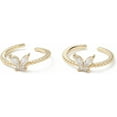 thumbnail image 4 of Anillo abierto con circonita cúbica transparente y diseño de mariposa chapado en oro de 16 quilates para mujer, 1,3 mm de diámetro interior: 17 mm., 4 of 4