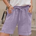 thumbnail image 2 of vigerkar Womens Cotton Drawstring Shorts Summer Elastic Waist Loose Casual Lightweight Lounge Short with Pockets Purple, L, 2 of 8