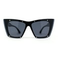 thumbnail image 2 of Rimless Gothic Horn Stud Oversized Rectangle Cat Eye Sunglasses All Black, 2 of 4