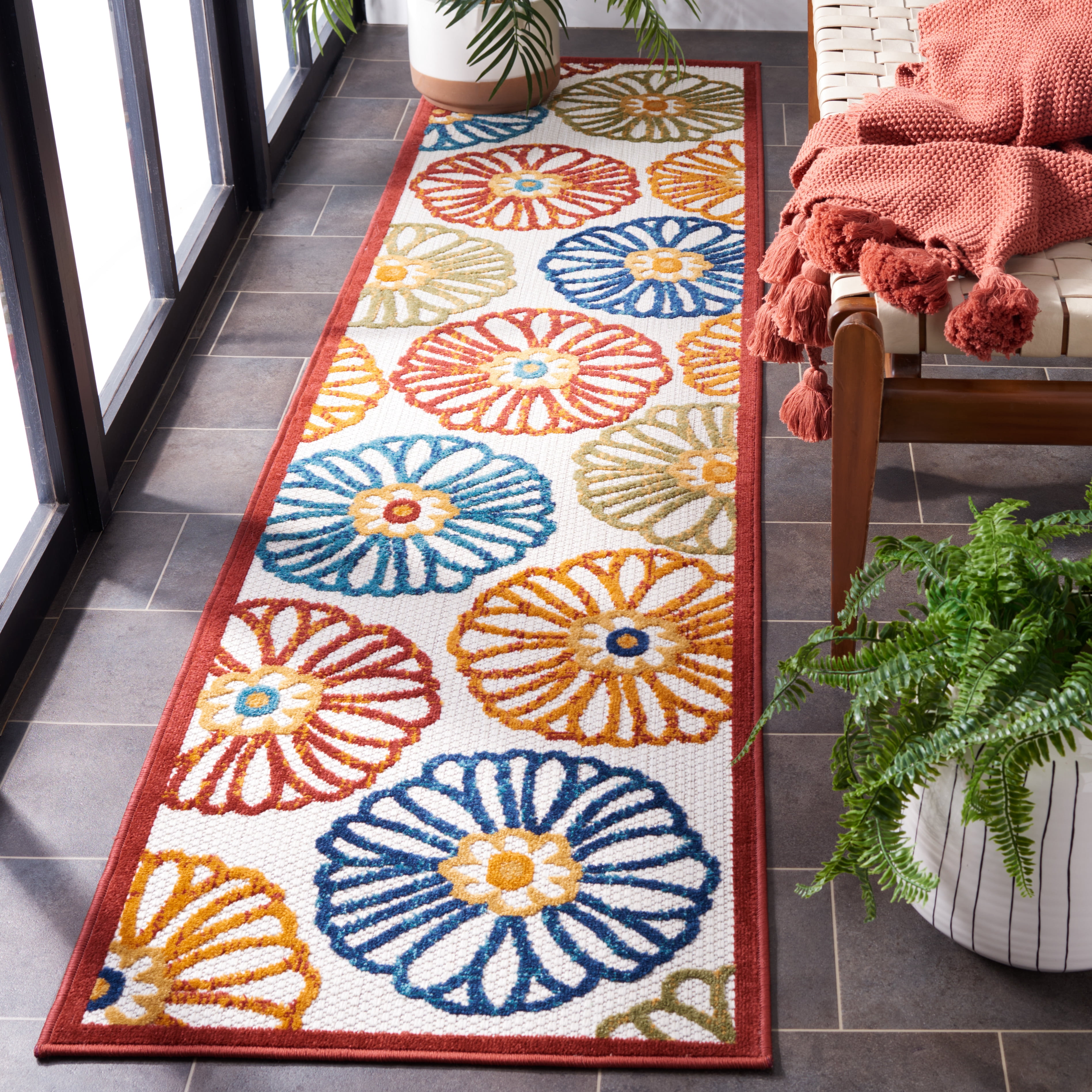 Safavieh Cabana Aria Cream/Red 2'X8' Indoor/Outdoor Runner