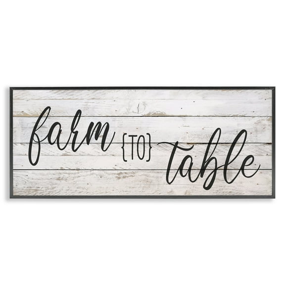 Stupell Industries Planked Style Farm to Table Food & Beverage Painting Black Framed Art Print Wall Art, 24 x 10