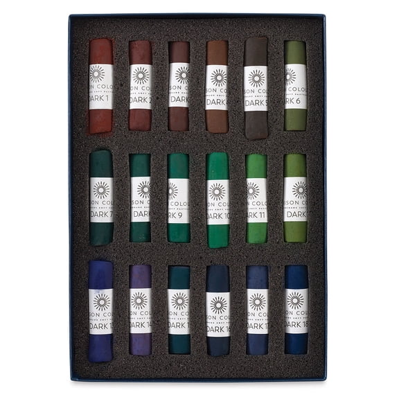 Unison Handmade Pastel Set - Dark Colors, Set of 18, Full Stick