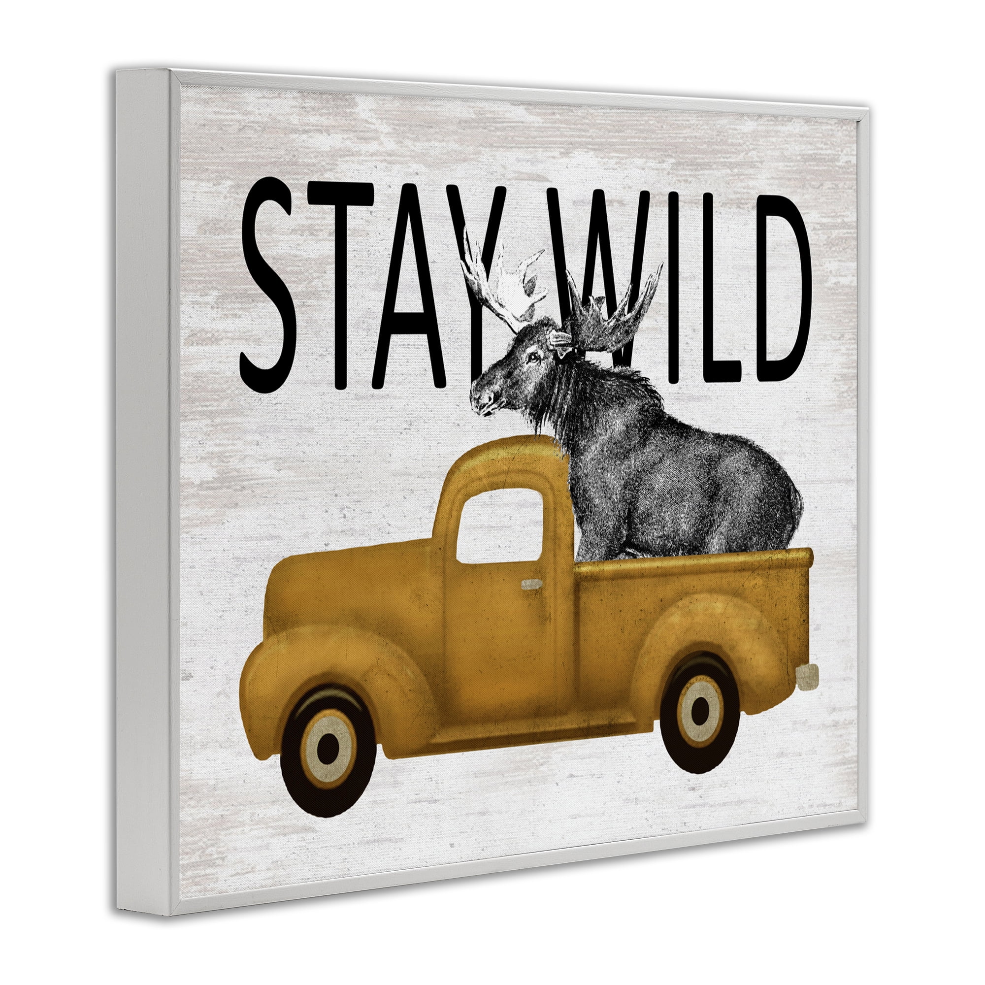 Stay Wild Moose Truck White Framed Giclee Art, design by Lettered and Lined