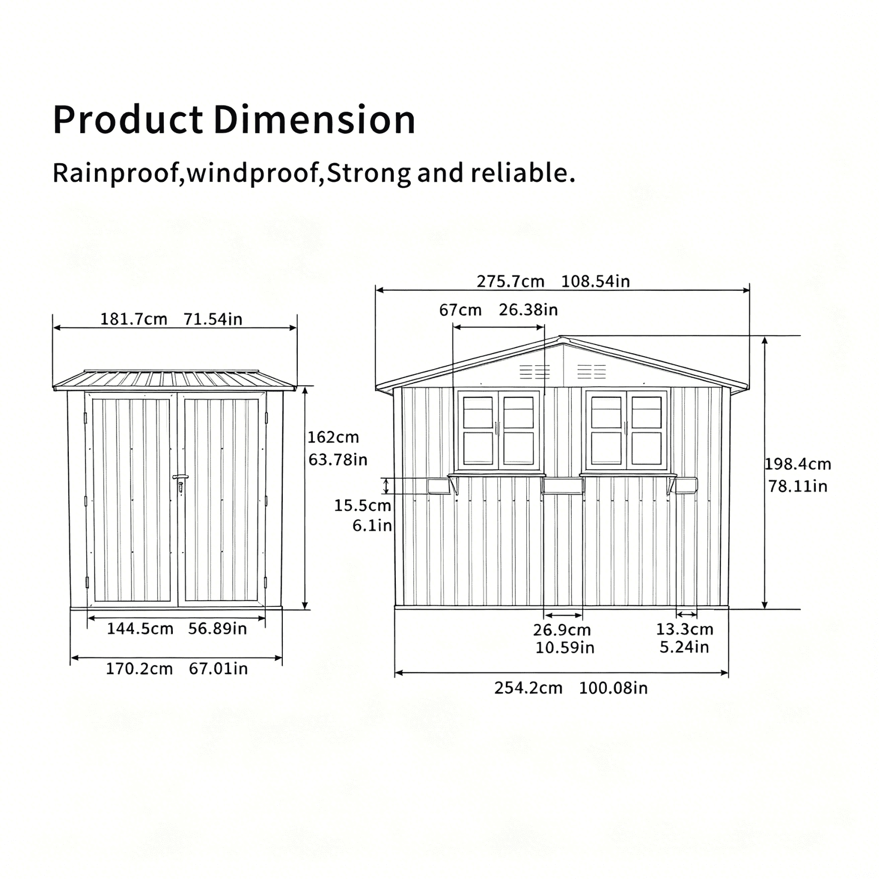 Mintazer 6×9ft Modern Metal Outdoor Storage Shed with Windows & Lockable Doors, Waterproof Weatherproof Garden Shed for Backyard Patio, Brown & Black
