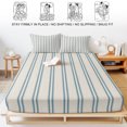 thumbnail image 5 of King Size Fitted Sheet Set - Blue Stripes 3 Piece Bedding Sets 16" Deep Pocket Fitted Sheet with 2 Pillowcases, Vintage Vertical Lines Farmhouse Beige Brushed Microfiber Hotel Luxury Bed Sheets, 5 of 9
