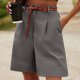 thumbnail image 3 of Bermudas Pantalones cortos informales para mujer por encima de la rodilla, ajuste holgado, pierna ancha, cremallera, traje de vacaciones Ygjytge Gris T XL para Mujer, 3 of 6