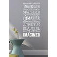 thumbnail image 4 of Remember You are Braver & Twice As Beautiful Vinyl Inspirational Décor Wall Stickers, 20x39-Inch, White, 4 of 6